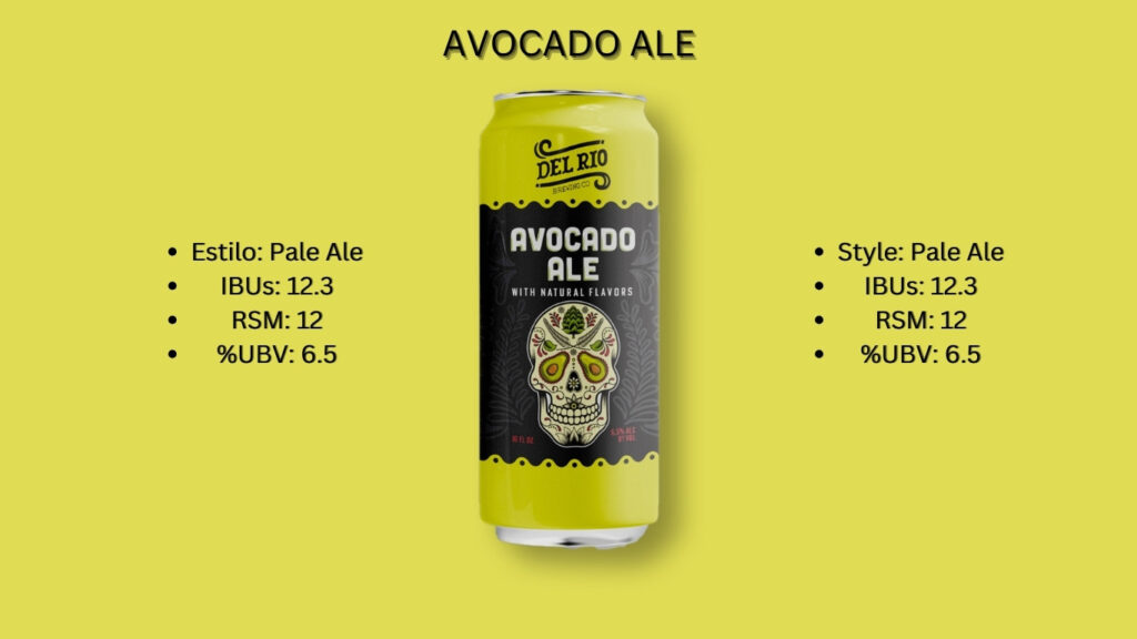 A can of avocado ale with the label in spanish.